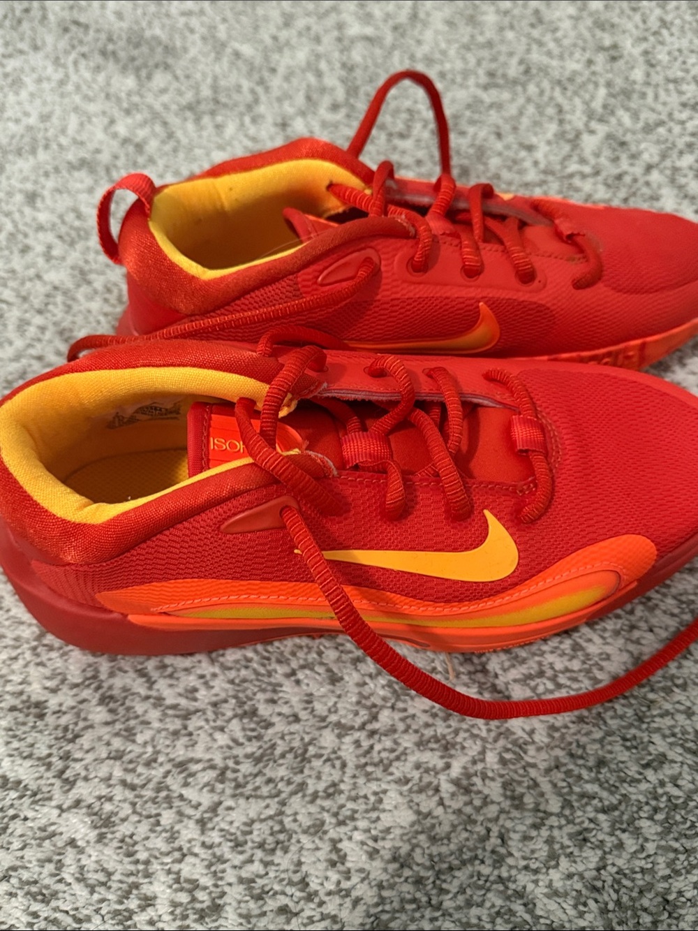 IsoFly Nike Kids Red and Yellow Mesh basketball Sneakers